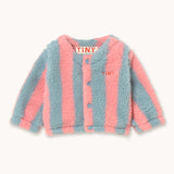 Tinycottons :: Stripes Baby Sherpa Jacket Warm Grey/Pink