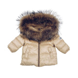 Mi Loves :: Racoon Fur Trim Puff Jacket Cream/Beige