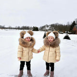 Mi Loves :: Racoon Fur Trim Puff Jacket Cream/Beige