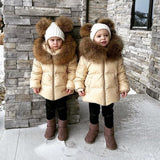 Mi Loves :: Racoon Fur Trim Puff Jacket Cream/Beige