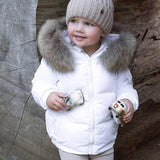 Mi Loves :: Racoon Fur Trim Puff Jacket White - 무광
