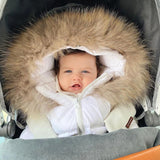 Mi Loves :: Racoon Fur Trim Puff Jacket White - 무광