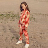 Mini Rodini :: Gingham Aop Fleece Trousers Red