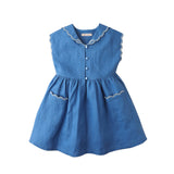 Gingersnaps :: Vintage Marina Embroidered Collar Shirt Dress Cendre Blue