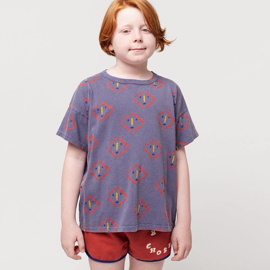 Bobo Choses :: Masks All Over T-Shirt Prussian Blue
