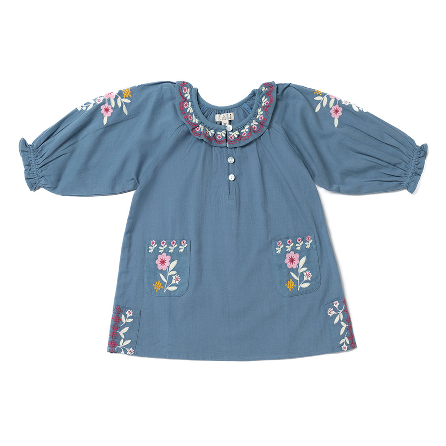 Lali :: Shift Dress Blue Embroidery
