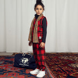 Mini Rodini :: Check Aop Fleece Trousers Red