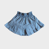 Bonjour Diary -  Pleated Skirt With Tie Scarf Vichy Blue