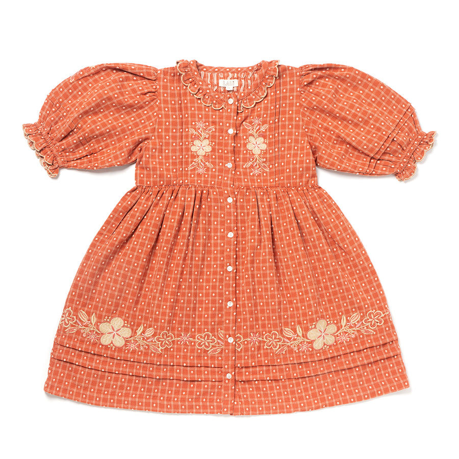 Lali :: Ivy Dress Auburn Yarn Dye With Embroidery