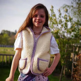 We Are Wovens :: Wool Bodywarmer with Hood Flat White Lilac