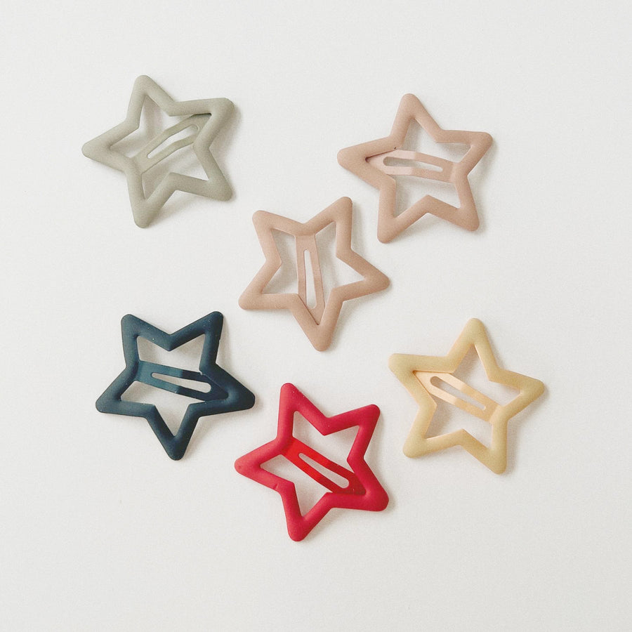 Konges Sloejd :: 10 Pack Junior Hair Clips Star Flame Scarlet
