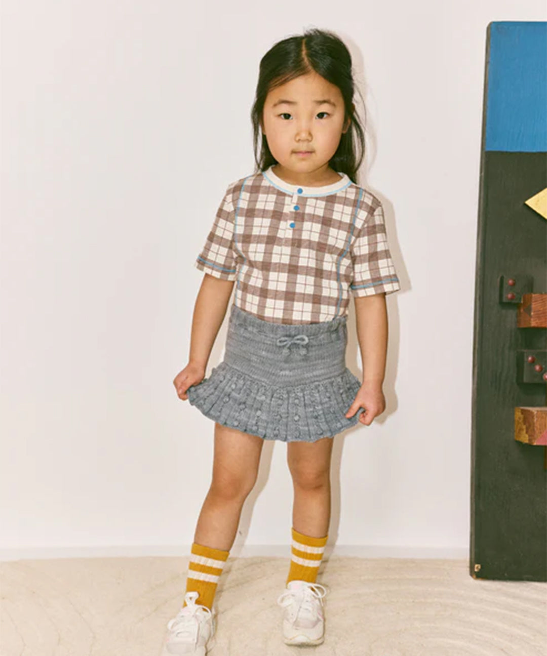 Misha And Puff -  Eyelet Popcorn Skating Skirt Dove
