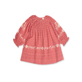 Lali Kids :: Tulip Pintuck Dress In Coral Crossstitch