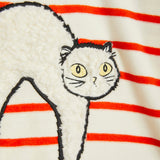 Mini Rodini :: Angry Cat Stripe Application Velour Sweatshirt