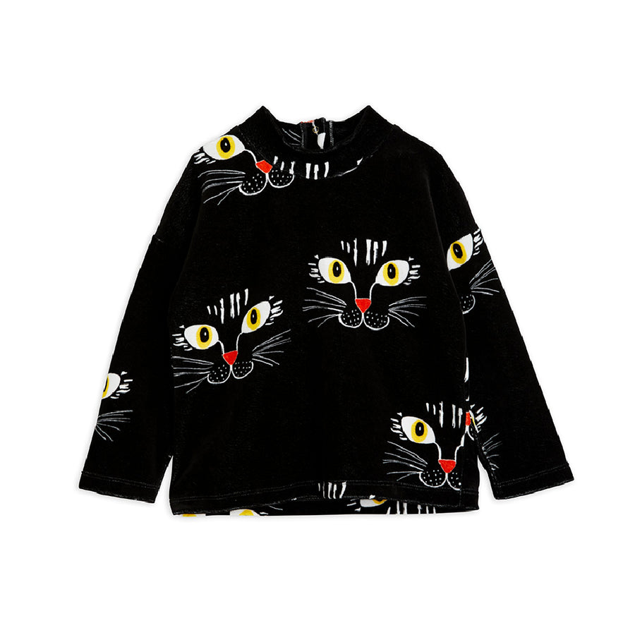 Mini Rodini :: Cat Face Aop Velour Sweater