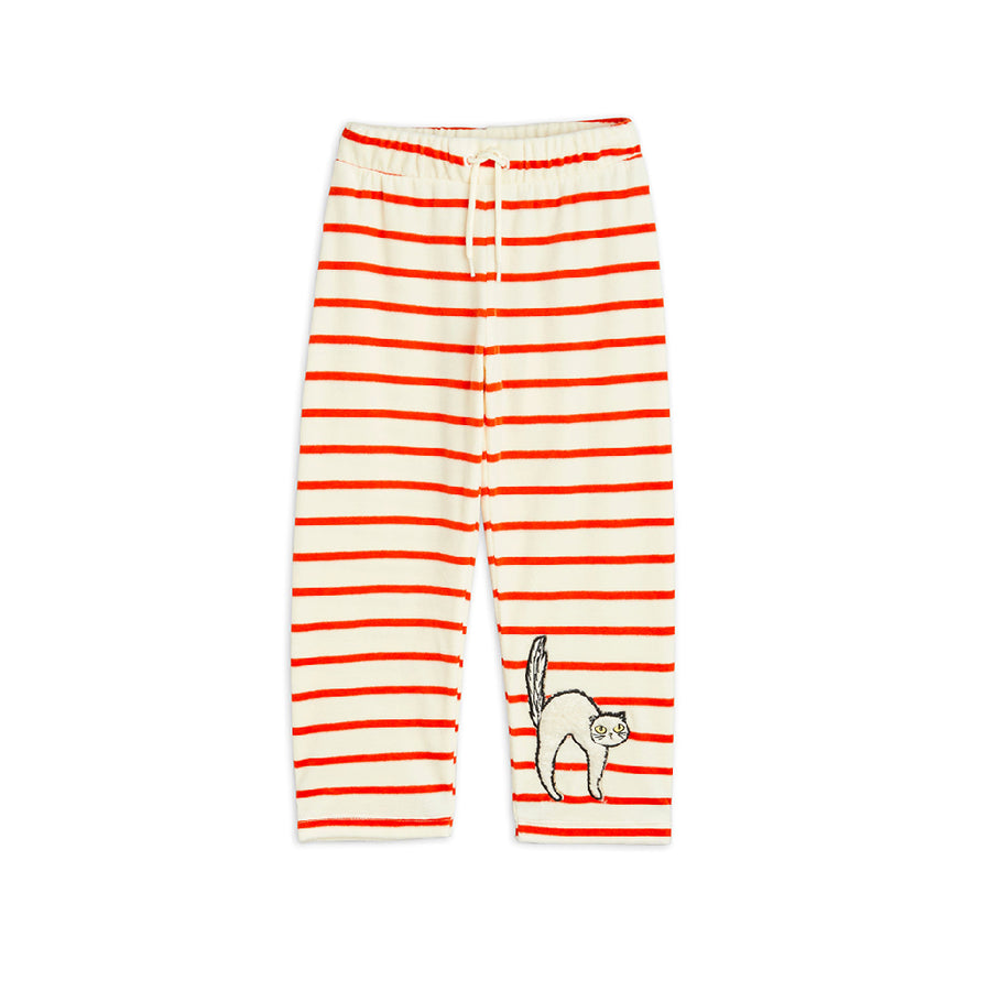 Mini Rodini :: Angry Cat Stripe Application Velour Trousers