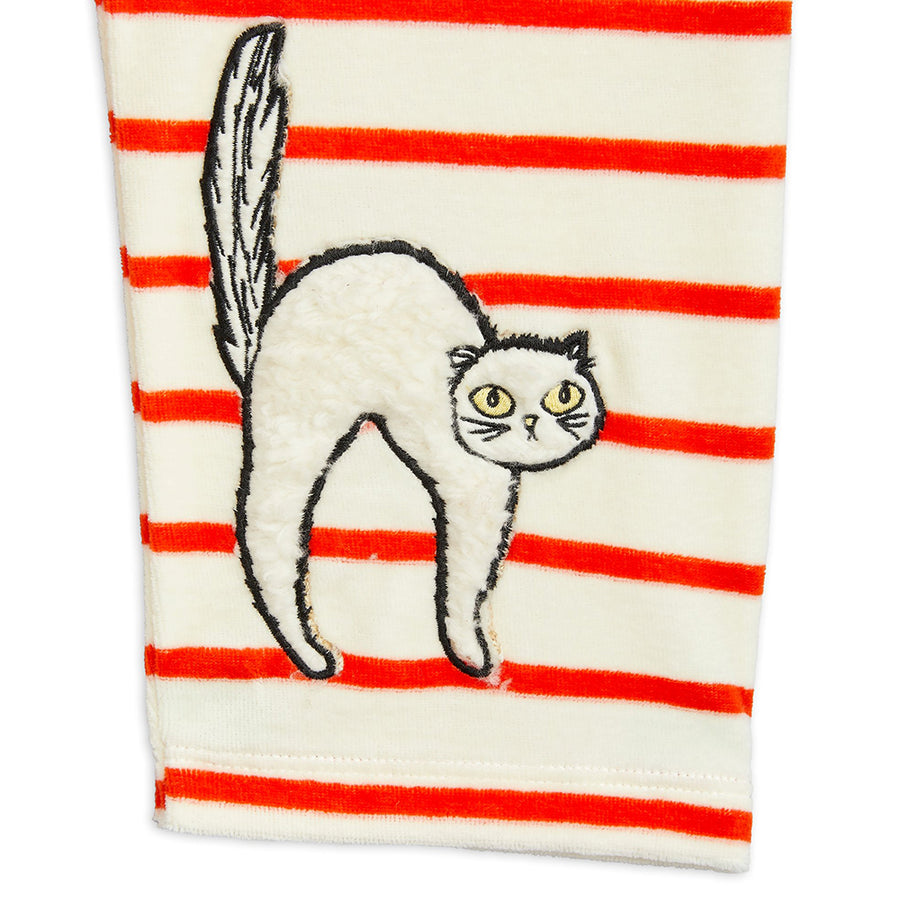 Mini Rodini :: Angry Cat Stripe Application Velour Trousers
