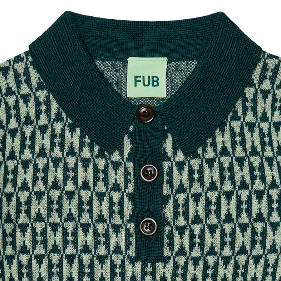 Fub :: Jaquard Polo Deep Teal/Pistachio