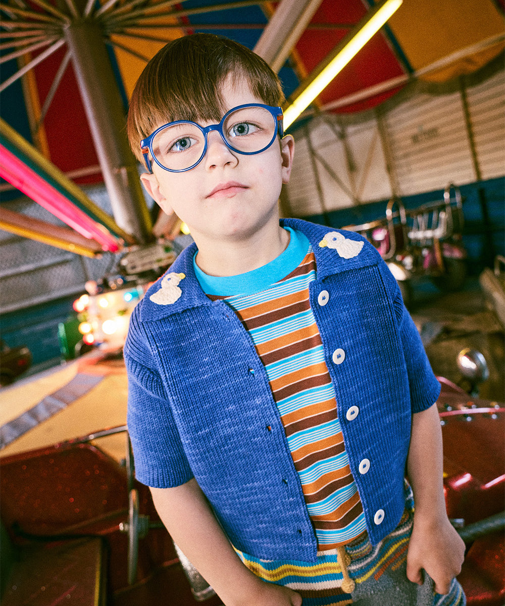 Misha And Puff -  Duckling Cafe Cardigan Blue Ribbon