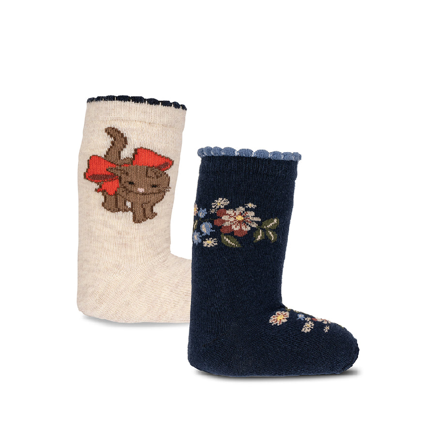 Konges Sloejd :: 2 Pack Lapis Socks Cat/Flower