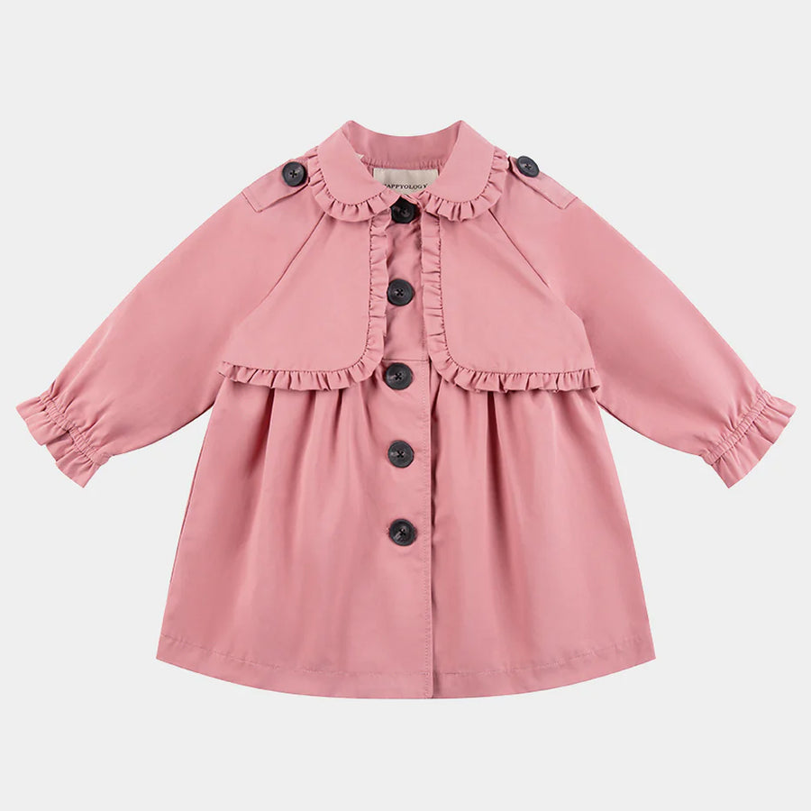Happyology :: Oxford Frill Trench Coat Dusty Pink