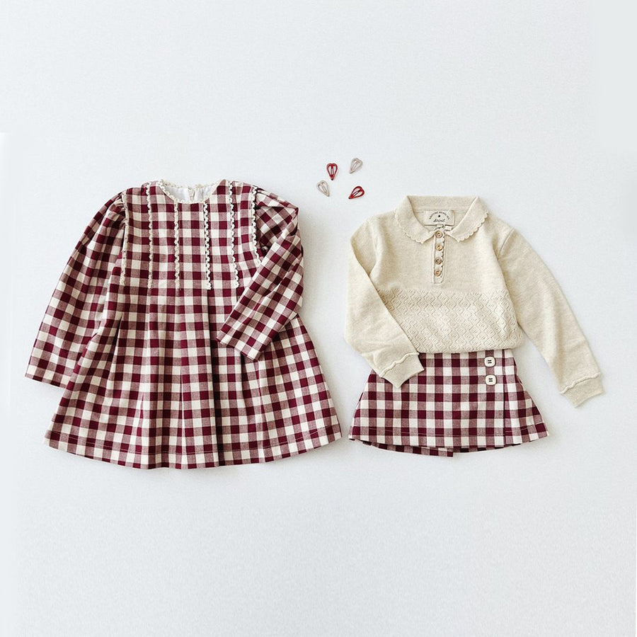Birinit Petit :: Maroon Gingham Mini Skirt