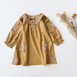 Lali :: Shift Dress Mustard Embroidery