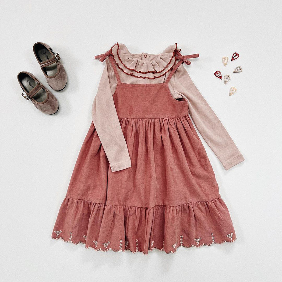 Emile Et Ida :: Cotton Velvet Strappy Dress Flamingo