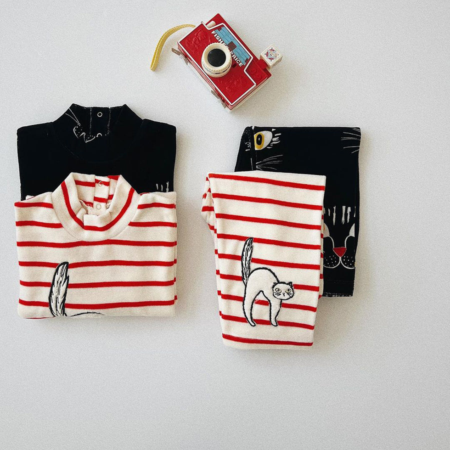 Mini Rodini :: Cat Face Aop Velour Sweater