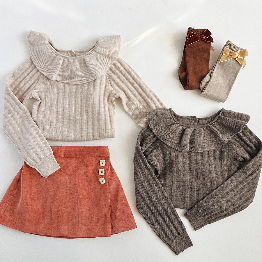 Mes Kids Des Fleurs :: Frill Collar Sweater Beige