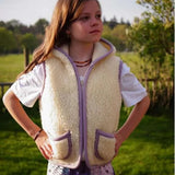 We Are Wovens :: Wool Bodywarmer with Hood Flat White Lilac