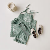 Lali Kids :: Summer Blossom Set Garden Plaid With Embroidery