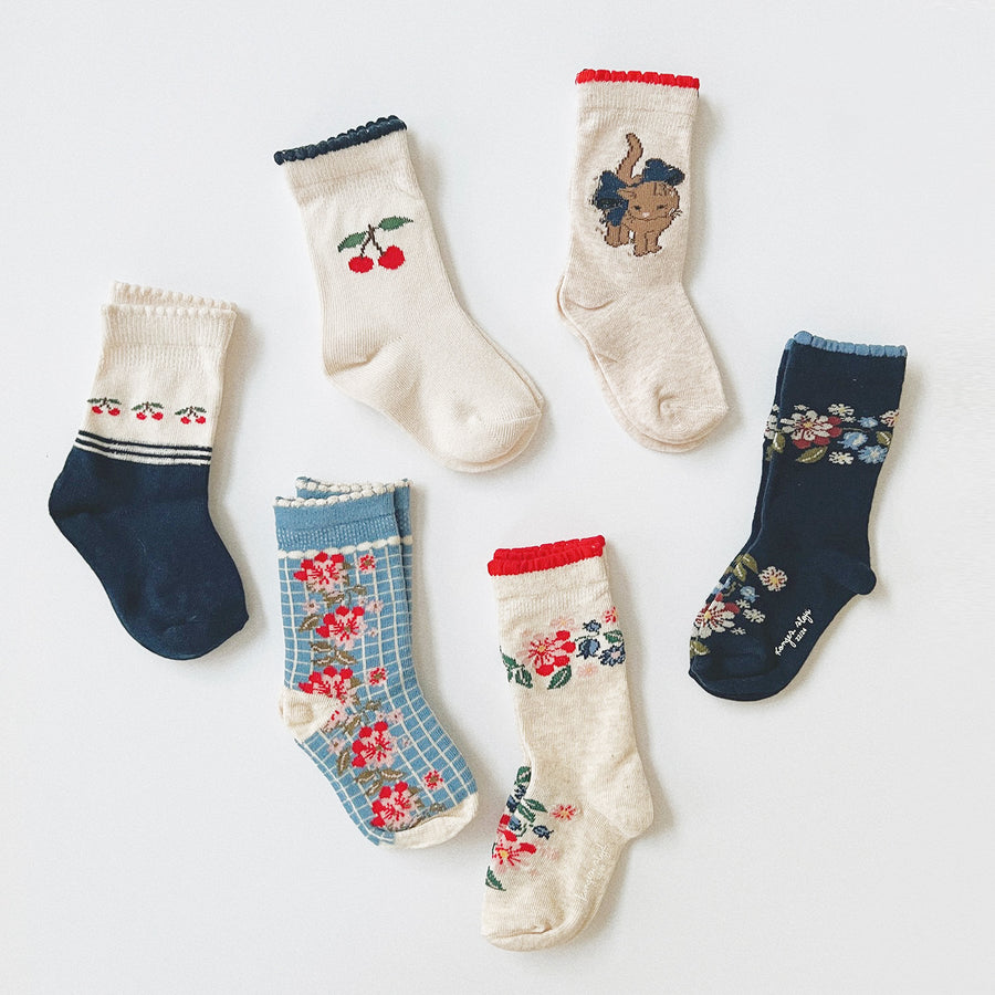 Konges Sloejd :: 2 Pack Lapis Socks Cat/Flower