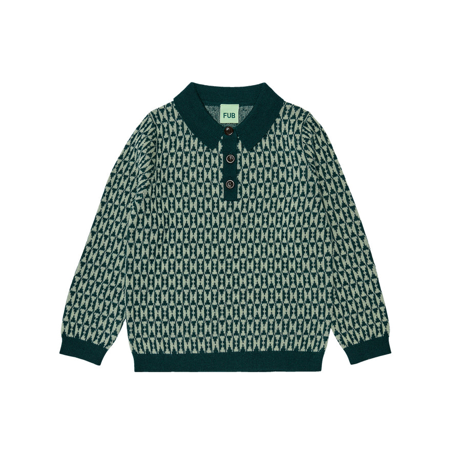 Fub :: Jaquard Polo Deep Teal/Pistachio