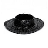 Harvest -  Straw Crownless Sun Hat Papale Black - 2 Sizes