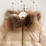 Mi Loves -  Racoon Fur Trim Puff Jacket Cream/Beige