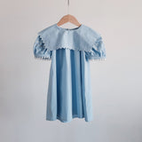 Mes Kids Des Fleurs :: Navy Collar Dress Blue