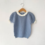 Mes Kids Des Fleurs :: Lace Collar Sweater Blue