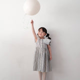 Mes Kids Des Fleurs :: Striped Dress Grey
