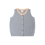 Knit Planet -  Shell Collar Vest Light Blue