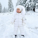 [Pre - Order] Mi Loves :: Luxurious Racoon Fur Trim Snowsuit White With White Fur