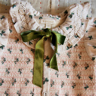 Bonjour Diary Dress Coat with Scarf, Tapestry kaki stripe print