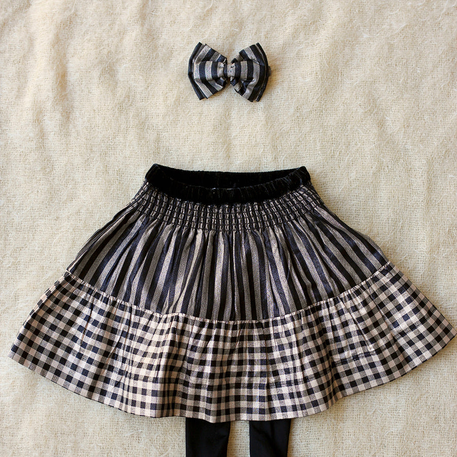 Bonjour Diary :: Skirt And Hair Clip Vichy Lurex