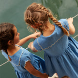 Gingersnaps :: Vintage Marina Embroidered Collar Shirt Dress Cendre Blue