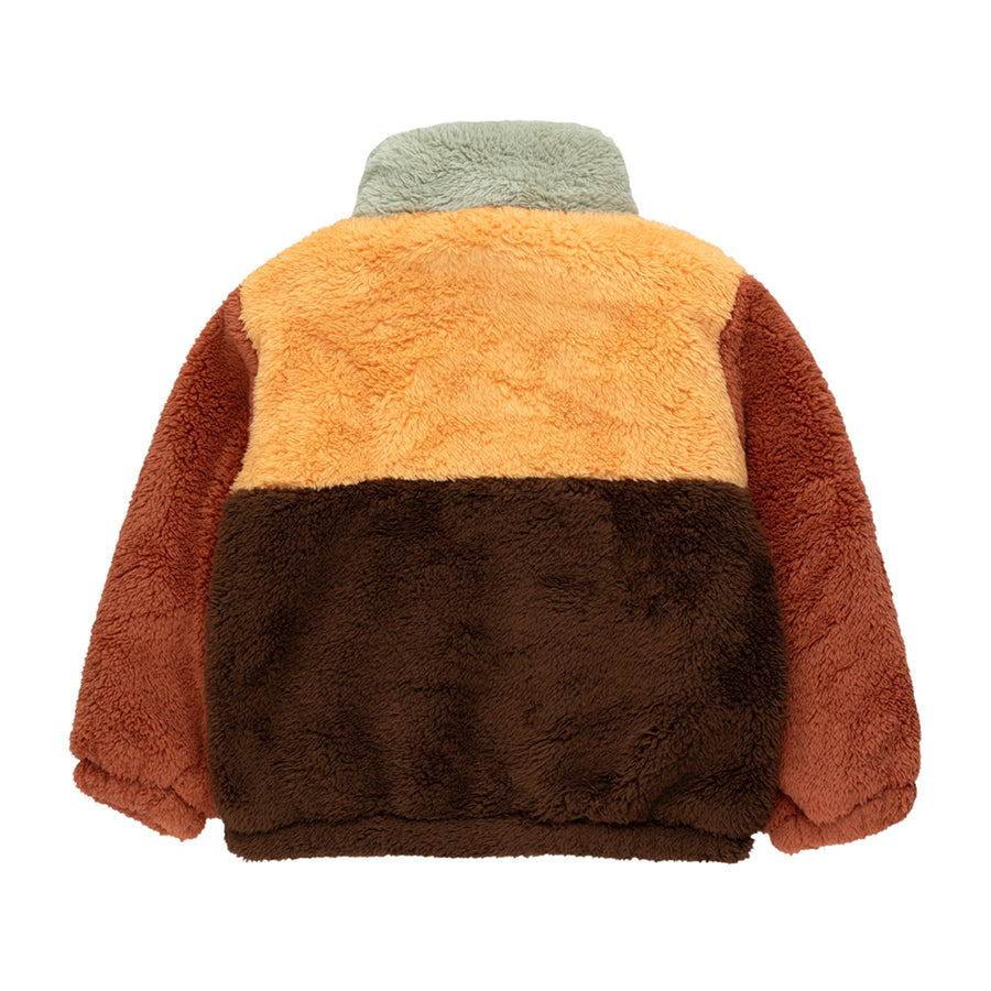 Tiny Cottons :: Color Block Polar Sherpa Jacket Dark Brown/Soft Yellow