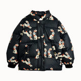 [Pre-Order] Mini Rodini - Rabbits Aop Hooded Puffer Black