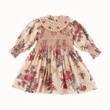 Bonjour Diary - Handsmock Dress With Crochet Collar Vence Print