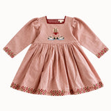 Bonjour Diary - Embroidered Dress Nude Check