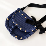 Bonjour Diary - Small Pouch Indigo Tulle Gold Heart Print