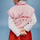 Bebe Organic Pomme Vest Love Apple Knit - kids vest detail